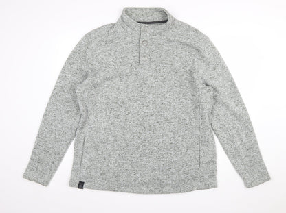DNM Dissident Men's Grey Button Henley Fleece Sweatshirt XL