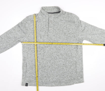 DNM Dissident Men's Grey Button Henley Fleece Sweatshirt XL