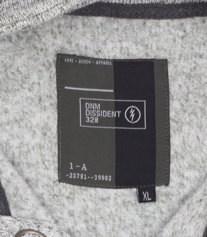DNM Dissident Men's Grey Button Henley Fleece Sweatshirt XL
