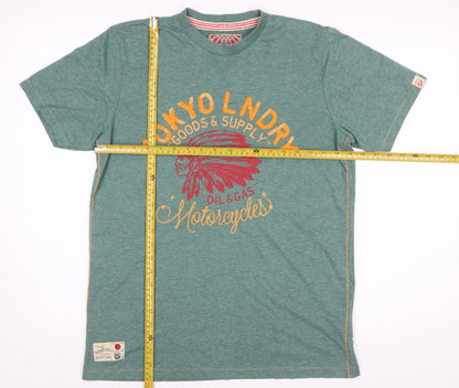 Tokyo Laundry Men's Green Graphic Motorcycle T-Shirt Size M