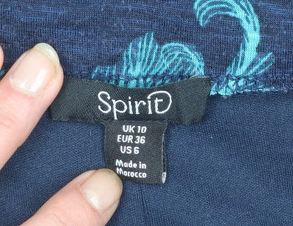 Spirit Women Blue Floral A-Line Midi Skirt Size 10
