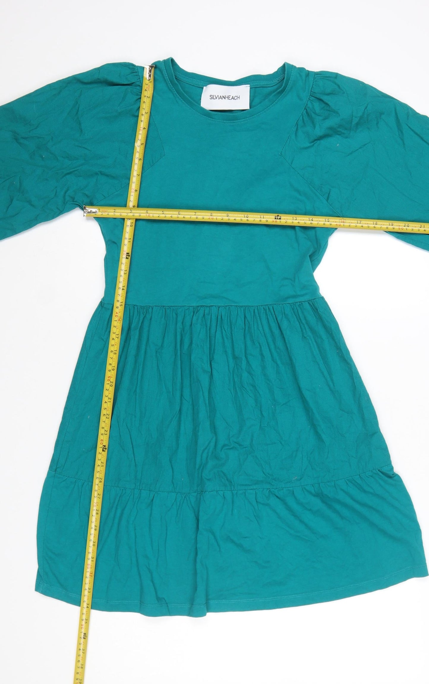 Silvian Heach Women Green Cotton Skater Dress Size 14