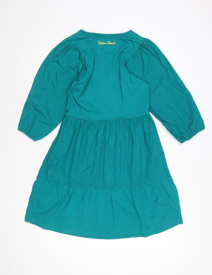 Silvian Heach Women Green Cotton Skater Dress Size 14