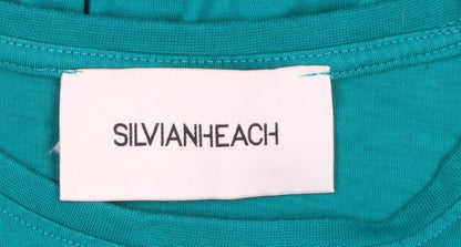 Silvian Heach Women Green Cotton Skater Dress Size 14