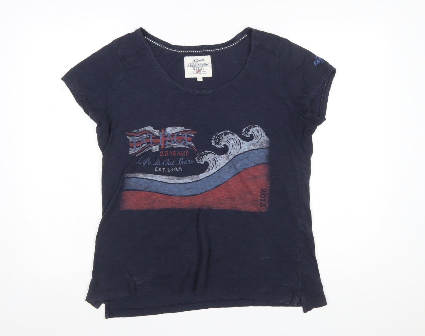 Fat Face Women's Blue Cotton Graphic T-Shirt Size 14