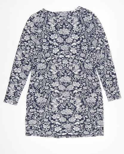 Joules Women's Blue Floral Shift Dress UK 10 Long Sleeve Jersey