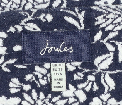 Joules Women's Blue Floral Shift Dress UK 10 Long Sleeve Jersey