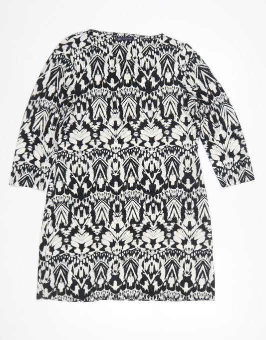 Marks and Spencer Womens Black Geometric Shift Dress Size 12