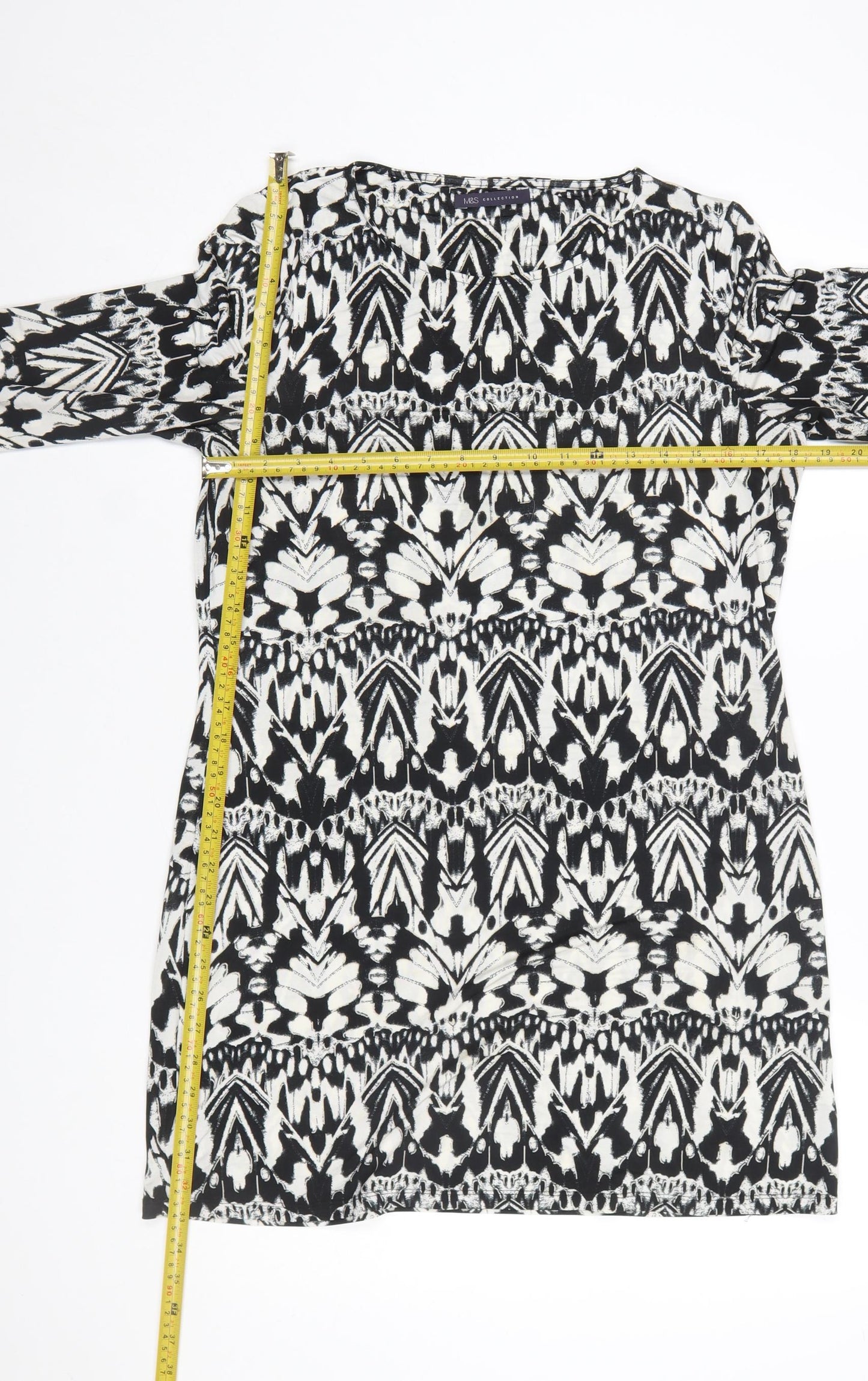 Marks and Spencer Womens Black Geometric Shift Dress Size 12