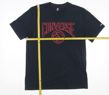 Converse Men's Black Graphic Logo Short Sleeve Cotton T-Shirt Size S