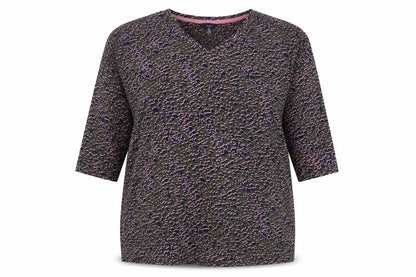 Joules Women's Multicoloured Animal Print Cotton V-Neck Top UK 14