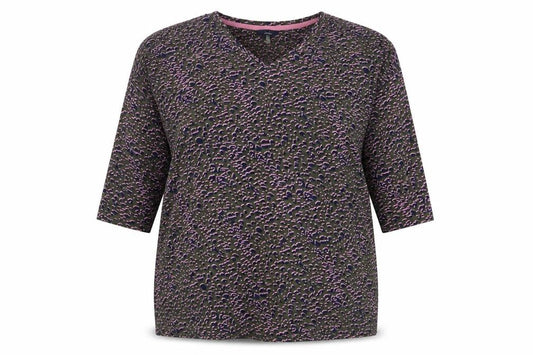 Joules Women's Multicoloured Animal Print Cotton V-Neck Top UK 14