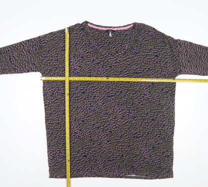 Joules Women's Multicoloured Animal Print Cotton V-Neck Top UK 14