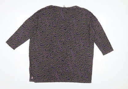 Joules Women's Multicoloured Animal Print Cotton V-Neck Top UK 14