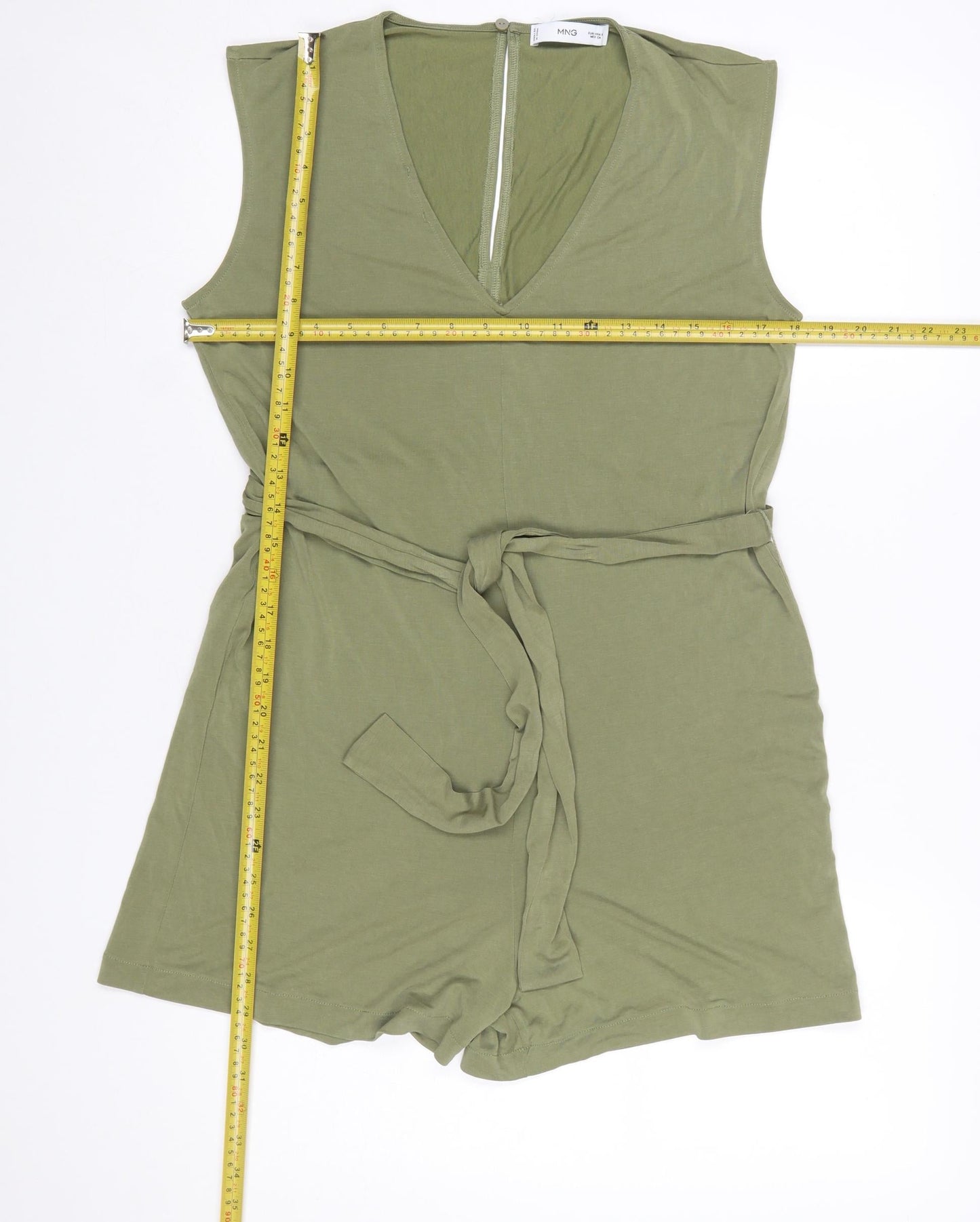 MNG Womens Green Sleeveless Jersey Belted Playsuit Size S