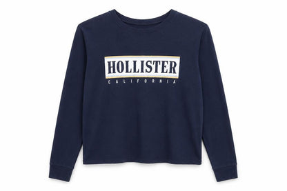 Hollister Womens Navy Blue Long Sleeve Pullover Sweatshirt Medium