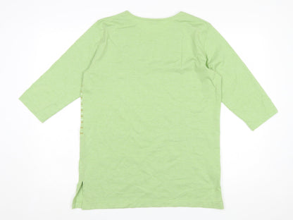 Isabelle Women's Green Striped 3/4 Sleeve Cotton Blend T-Shirt Size S