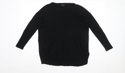 COS Women's Black Cotton Crew Neck Long Sleeve Pullover Jumper Size 8