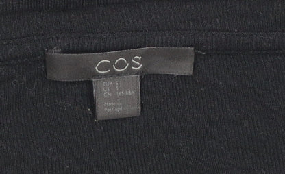 COS Women's Black Cotton Crew Neck Long Sleeve Pullover Jumper Size 8