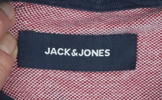 Jack & Jones Men's Red Short Sleeve Polo Shirt Size M Cotton