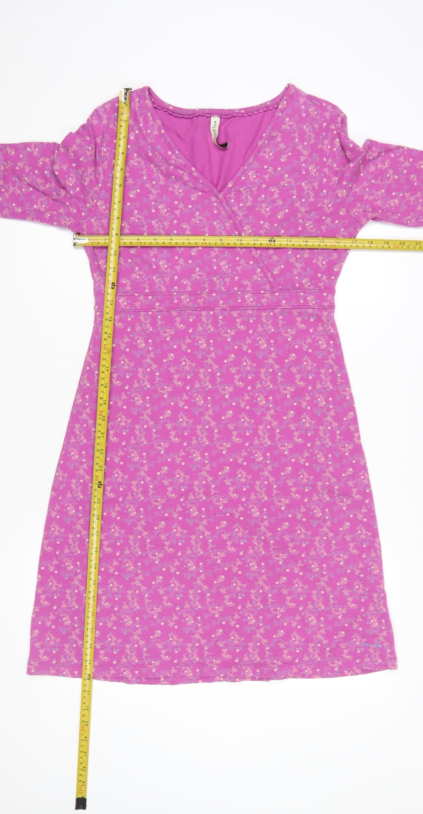 Weird Fish Women's Pink Floral Jersey Wrap Dress Size 10
