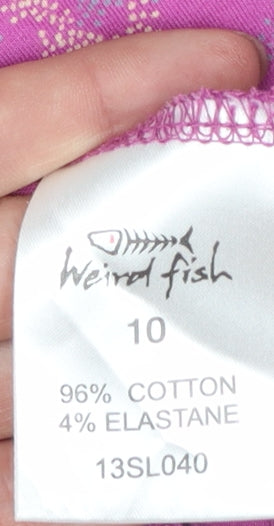 Weird Fish Women's Pink Floral Jersey Wrap Dress Size 10