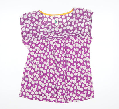 White Stuff Womens Purple Polka Dot Pleated Tunic Blouse UK 14