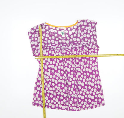 White Stuff Womens Purple Polka Dot Pleated Tunic Blouse UK 14