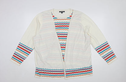Bonmarché Women’s Ivory Colourful Stripe Knit Cardigan Size 22