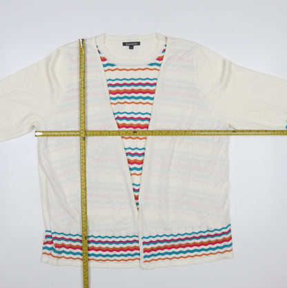 Bonmarché Women’s Ivory Colourful Stripe Knit Cardigan Size 22