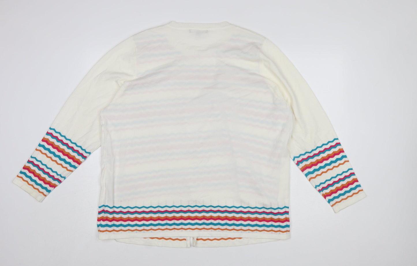 Bonmarché Women’s Ivory Colourful Stripe Knit Cardigan Size 22