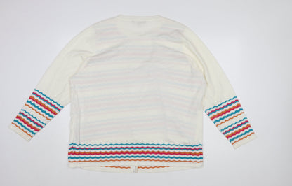 Bonmarché Women’s Ivory Colourful Stripe Knit Cardigan Size 22