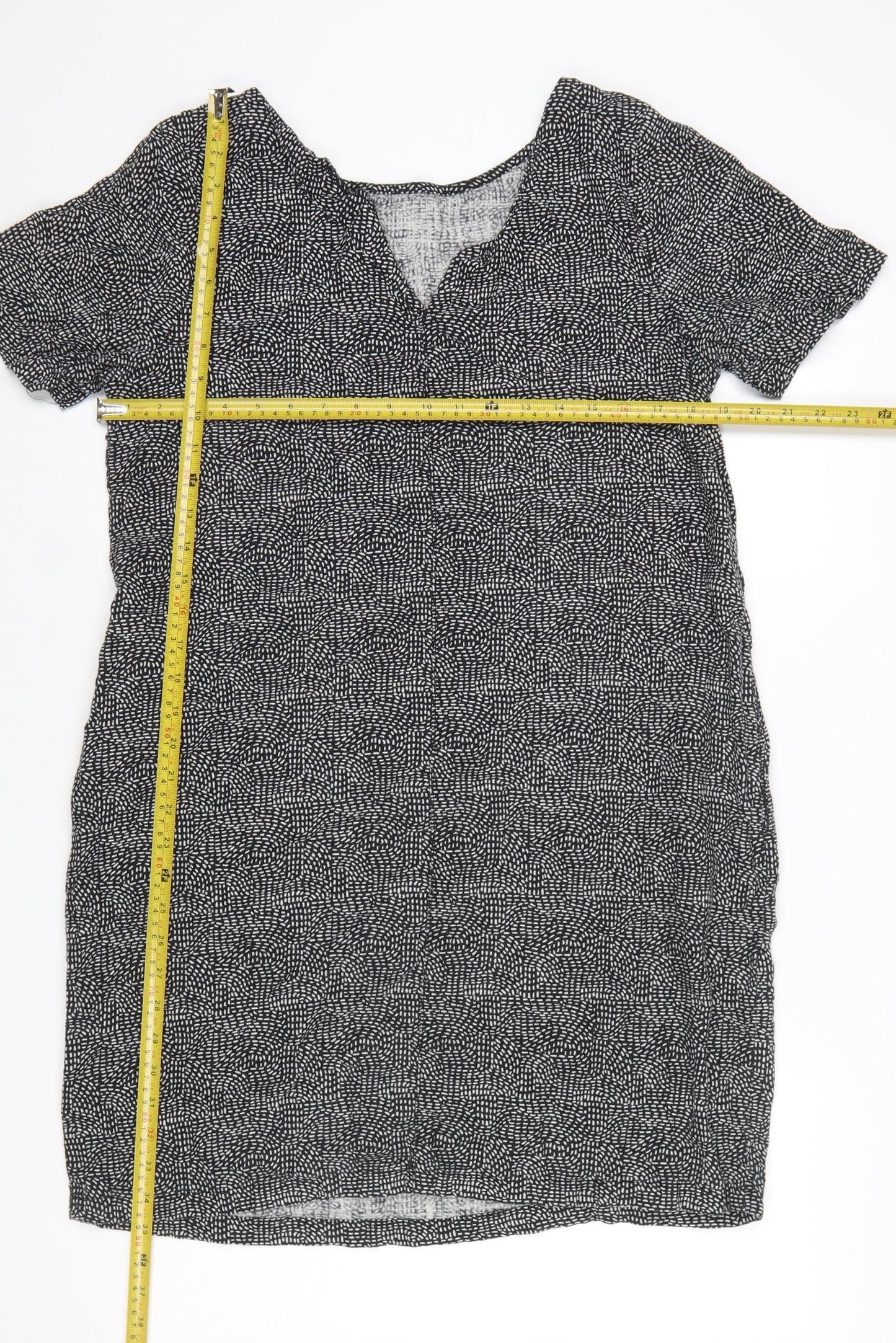 Next Women Black Linen Viscose Short Sleeve Shift Dress UK14