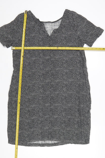 Next Women Black Linen Viscose Short Sleeve Shift Dress UK14