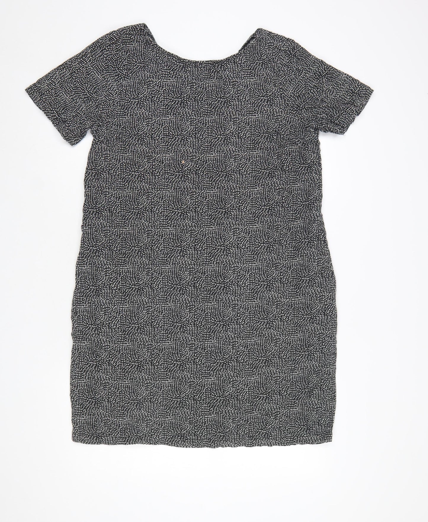 Next Women Black Linen Viscose Short Sleeve Shift Dress UK14
