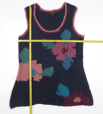 Joe Browns Womens Blue Floral Knit Sleeveless Vest Jumper Size 18
