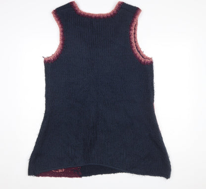 Joe Browns Womens Blue Floral Knit Sleeveless Vest Jumper Size 18