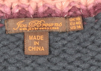 Joe Browns Womens Blue Floral Knit Sleeveless Vest Jumper Size 18
