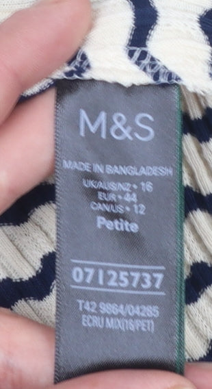 Marks and Spencer Women’s Navy Stripe Petite Shift Dress Size 16