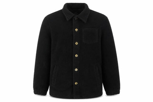 Threadbare Men's Black Fleece Button-Up Jacket Size M