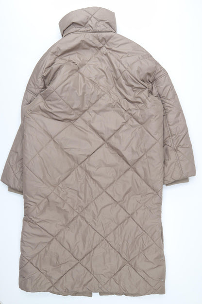 H&M Women’s Beige Long Quilted Puffer Coat Size S