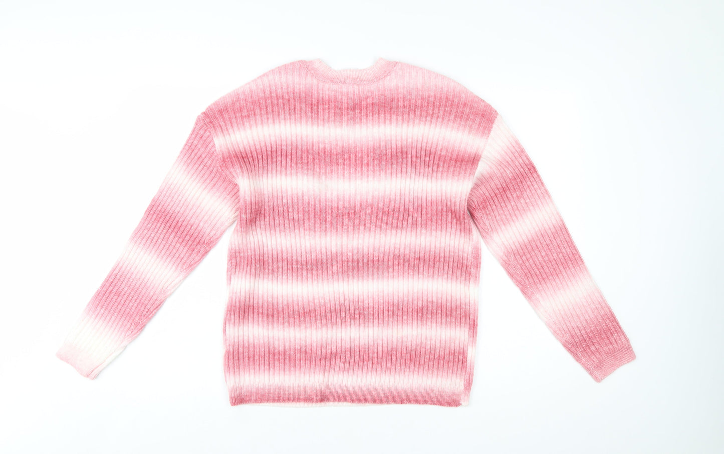 Marks and Spencer Womens Pink Striped Rib Knit Pullover Jumper Size M
