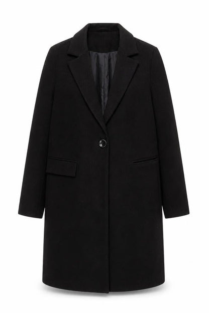 New Look Women’s Black Mid-Length Coat Size 8 Classic Overcoat