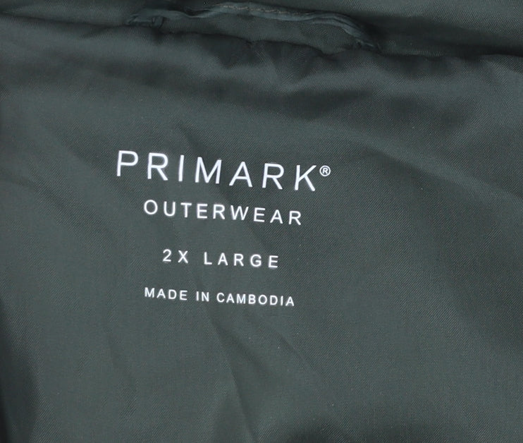 Primark Men’s Green 2XL Hooded Puffer Jacket Winter Outerwear