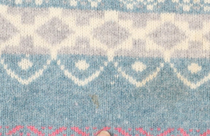 Woolovers Women's Blue Fair Isle Lambswool Pullover Jumper M