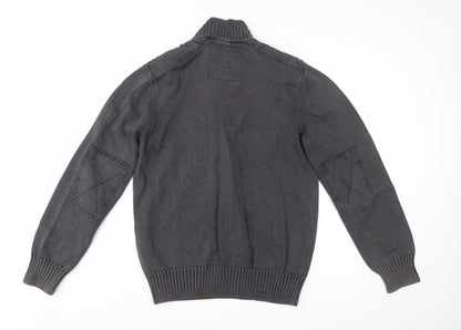 Fat Face Men's Grey 1/4 Zip High Neck Cotton Jumper Size M