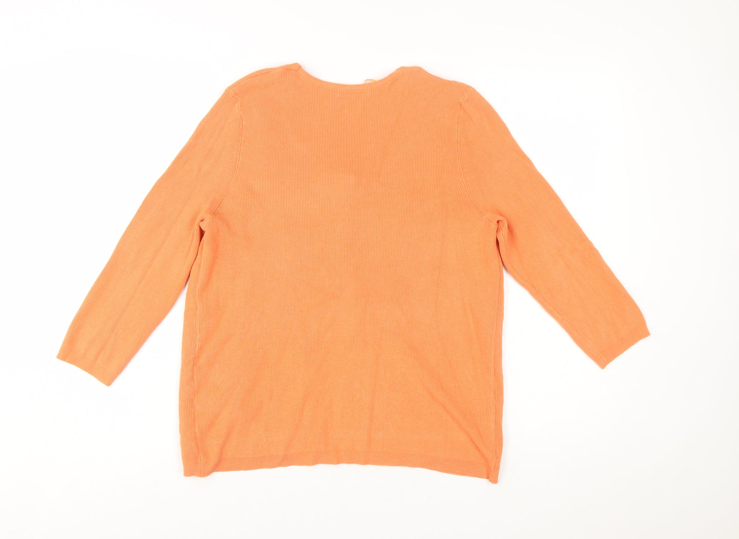 Marks and Spencer Women Orange 3/4 Sleeve Open Cardigan Size 14