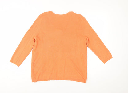 Marks and Spencer Women Orange 3/4 Sleeve Open Cardigan Size 14