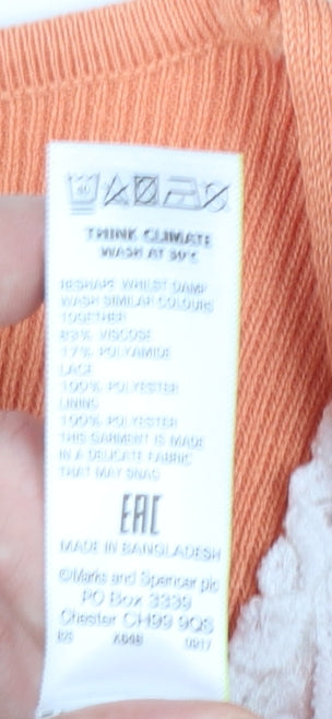 Marks and Spencer Women Orange 3/4 Sleeve Open Cardigan Size 14