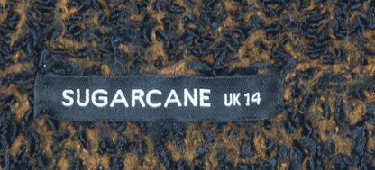 Sugarcane Womens Brown Chunky Knit Crew Neck Jumper UK 14